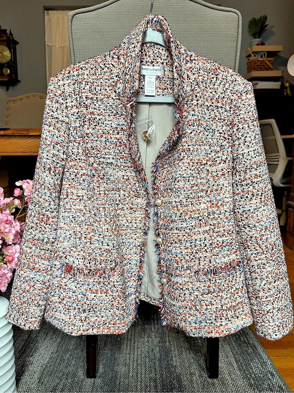 Draper's & Damon's Petite Tweed Blazer Multicolor PXL Like New